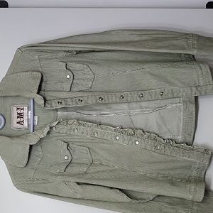 Green and white striped jacket